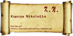 Kopcsa Nikoletta névjegykártya
